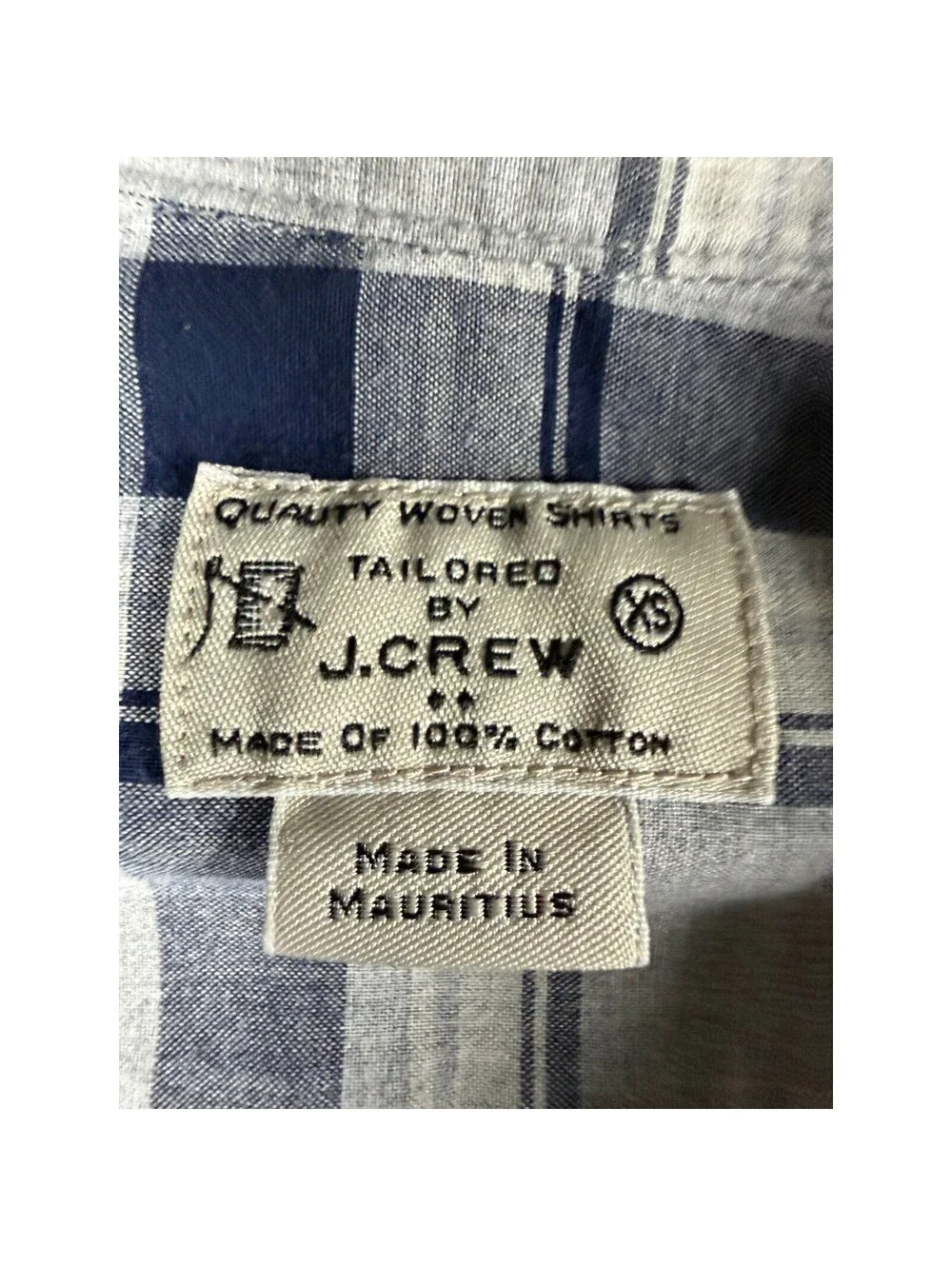 J.Crew Mens XS Tailored Plaid Button Down Shirt Navy White Cotton